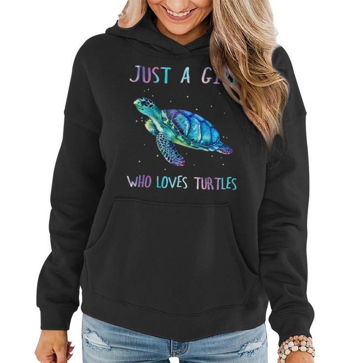 Turtle Watercolor Sea Ocean Just A Girl Who Loves Turtles  V2 Women Hoodie