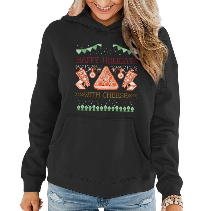 Ugly Christmas Sweater Burger Happy Holidays With Cheese V14 Women Hoodie