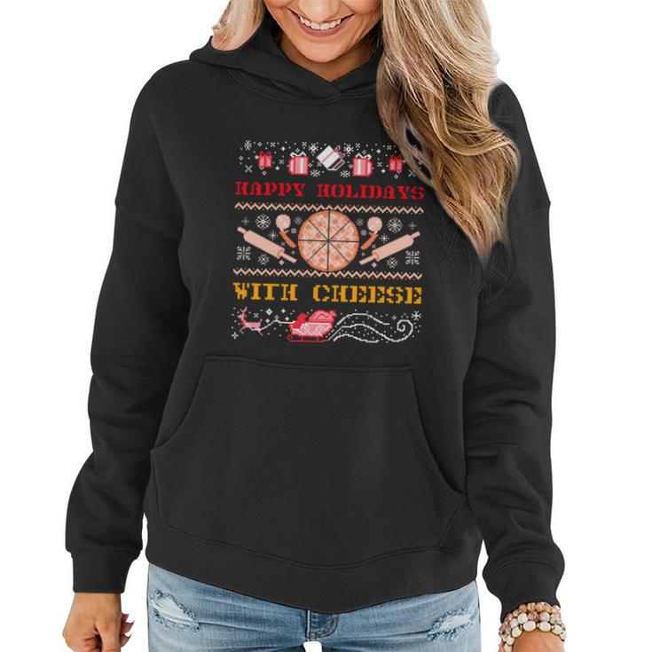 Ugly Christmas Sweater Burger Happy Holidays With Cheese V15 Women Hoodie