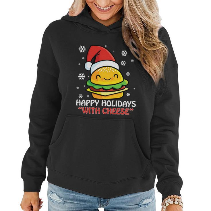Ugly Christmas Sweater Burger Happy Holidays With Cheese V16 Women Hoodie