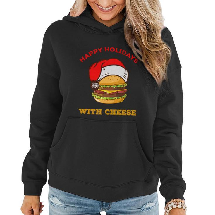 Ugly Christmas Sweater Burger Happy Holidays With Cheese V18 Women Hoodie