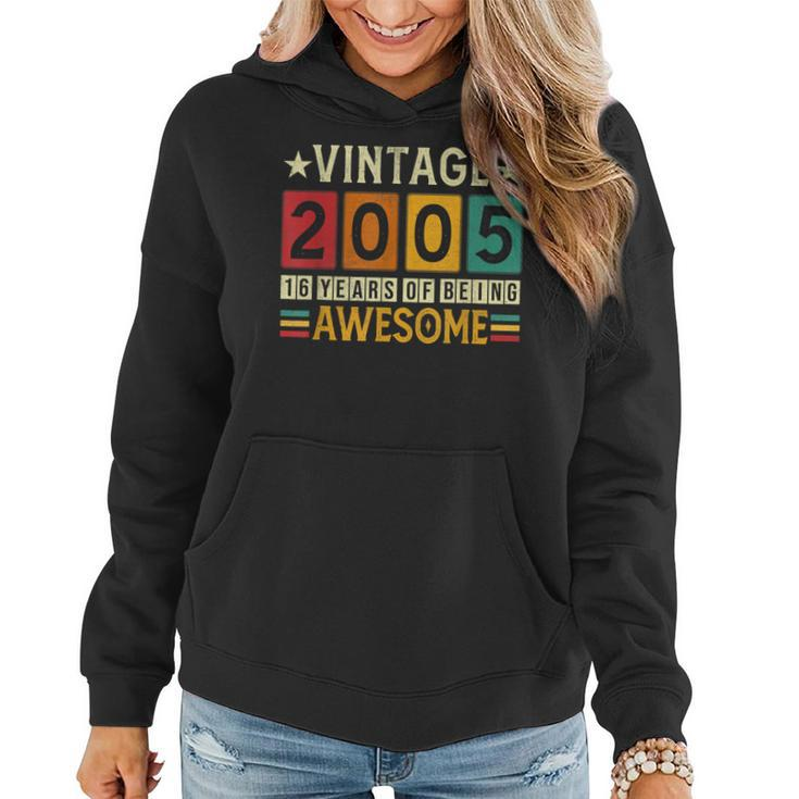 Vintage 2005 18Th Birthday Gifts Made In 2005 18 Years Old  Women Hoodie