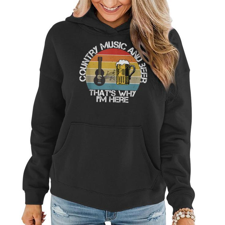 Vintage Country Music And Beer Thats Why Im Here Mens Women Hoodie