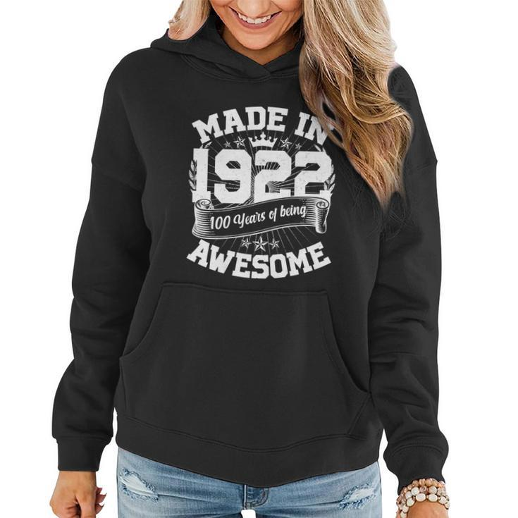 Vintage Crown Made In 1922 100 Years Of Being Awesome 100Th Birthday Women Hoodie