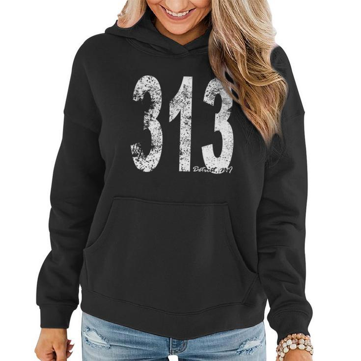 Vintage Detroit Area Code 313 Women Hoodie Graphic Print Hooded Sweatshirt