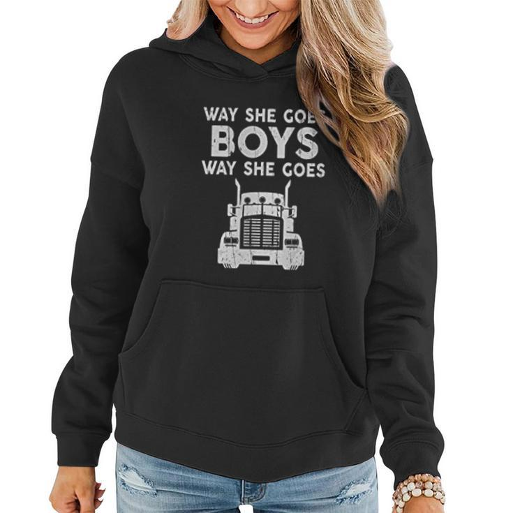 Way She Goes Boys Way She Goes Truck Trucker Women Hoodie Graphic Print Hooded Sweatshirt
