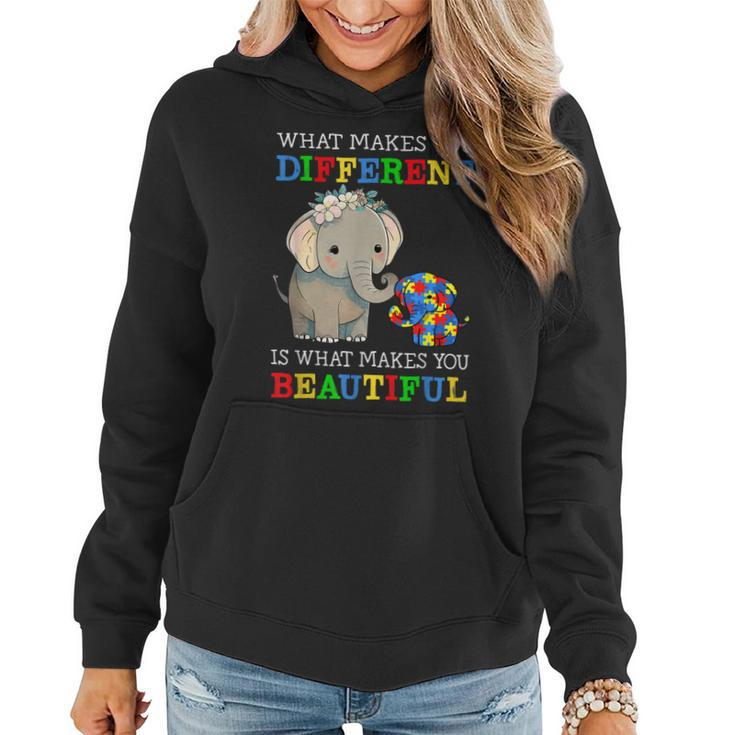 What Makes You Different Elephant Mom Autism Awareness  Women Hoodie