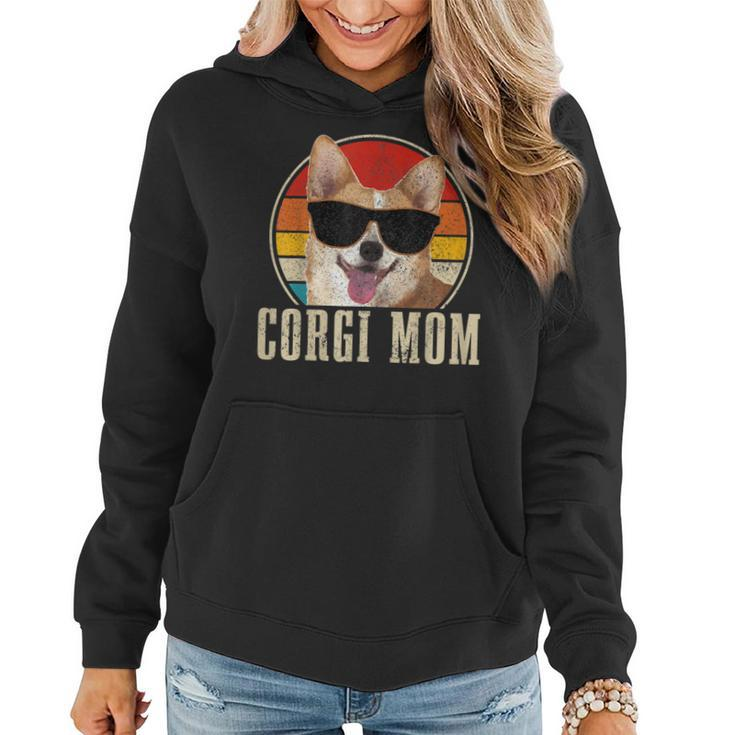 Womens Corgis Mom Vintage Sunglasses Funny Corgis Dog Owner  Women Hoodie