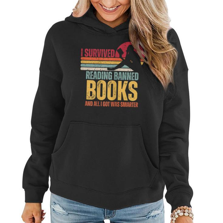 Womens I Survived Reading Banned Books - Banned Books Lovers  Women Hoodie