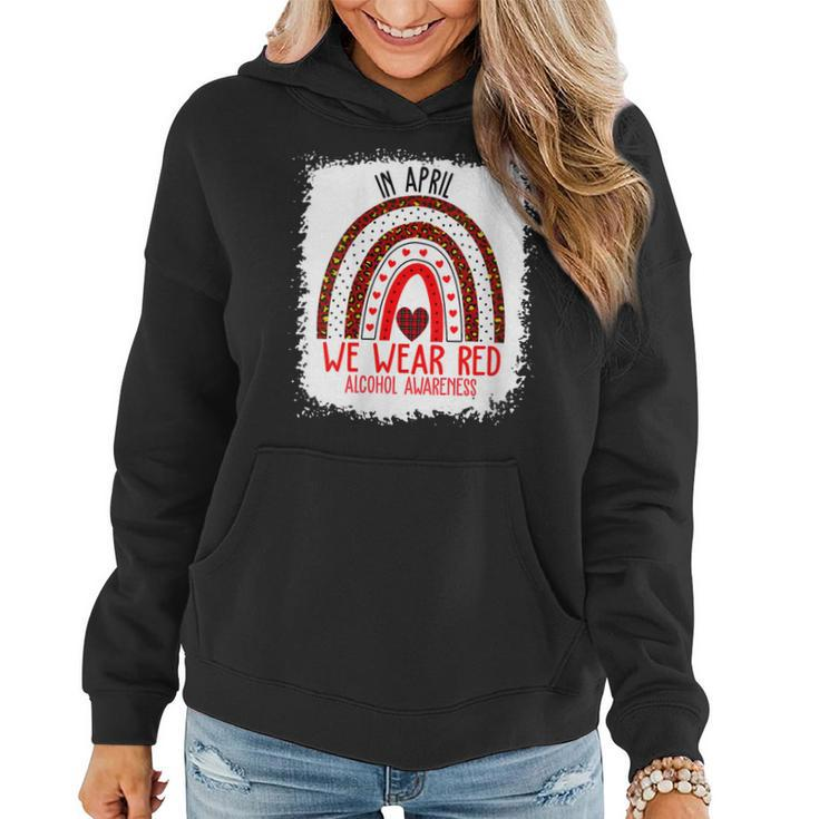 Womens In April We Wear Red Ribbon For Alcohol Awareness Month  Women Hoodie
