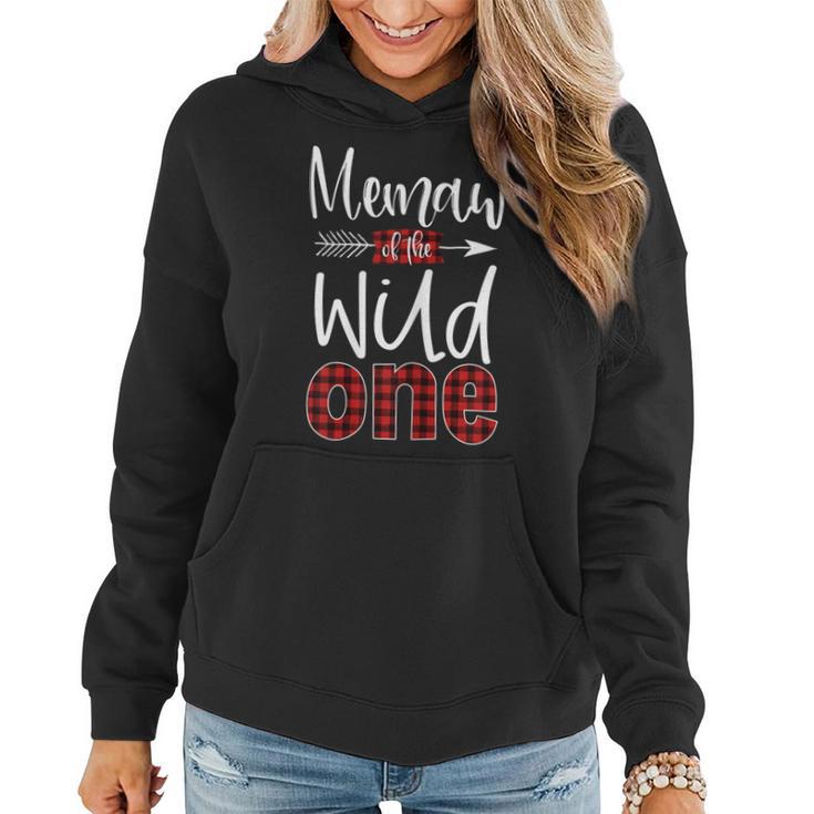 Womens Memaw Of The Wild One Buffalo Plaid Lumberjack 1St Birthday  Women Hoodie