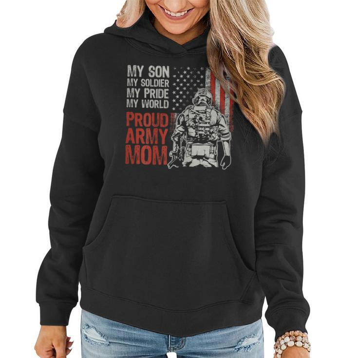 Womens My Son My Soldier Hero Proud Army Mom Us Military Mother  Women Hoodie