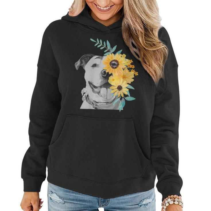Womens Pit Bull Mom T Shirt Face Flower - Mothers Day Gift Women Hoodie