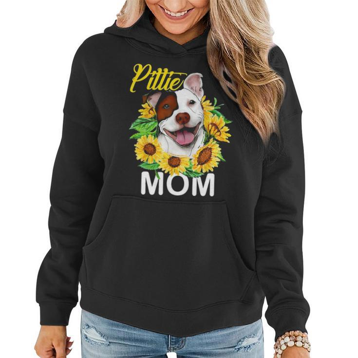 Womens Pitbull Pittie Mom Sunflower  Mothers Day Gift Women Hoodie