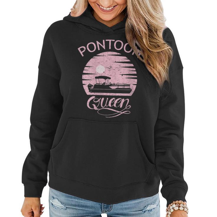 Womens Pontoon Queen Design Funny Pontoon Boat Lover Girls Boating  Women Hoodie