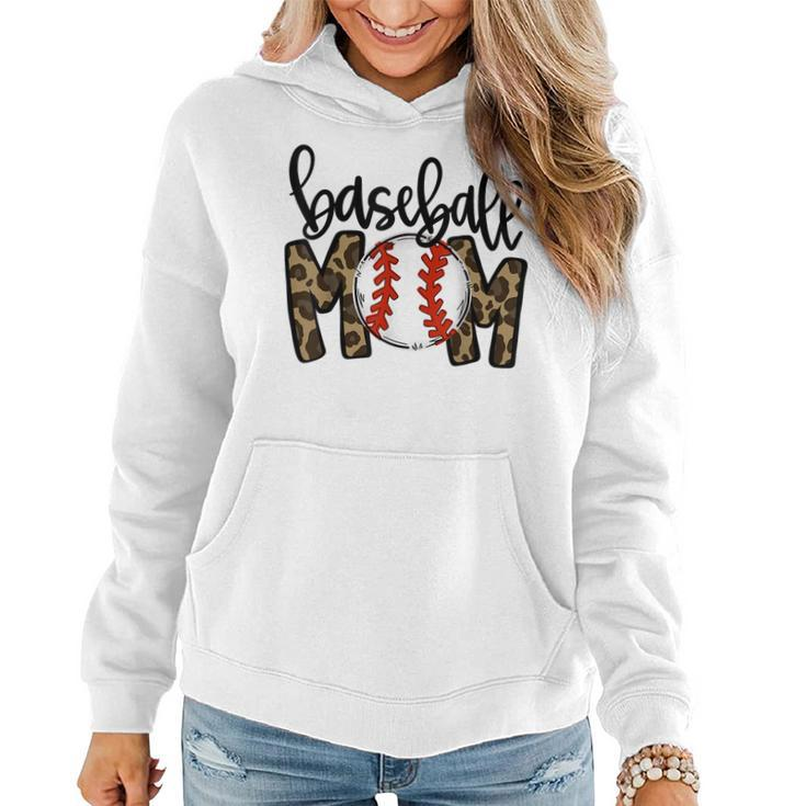 Baseball Mom Leopard Game Day Vibes T Ball Mom Mothers Day  Women Hoodie
