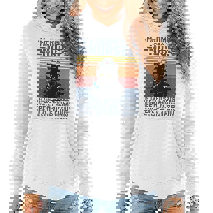 Black Cat Im A Grumpy Old Nurse My Level Of Sarcasm Nursing Women Hoodie