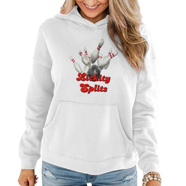 Brown Bowling Team Lickity Splits T-Shirts Women Hoodie Graphic Print Hooded Sweatshirt