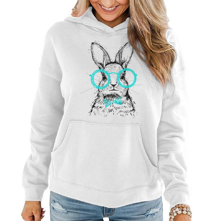 Funny Cute Bunny With Glasses Hipster Stylish Rabbit Women  Women Hoodie