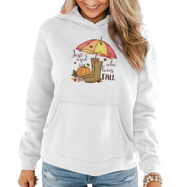 Funny Fall Just A Girl Who Love Fall Women Hoodie Graphic Print Hooded Sweatshirt