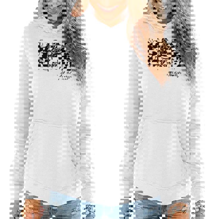 Funny Mom Life Cow Messy Bun Hair Bandana Glasses Mommy Girl  Women Hoodie