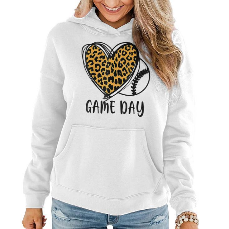 Game Day Baseball Life Softball Life Leopard Mothers Day Mom  Women Hoodie