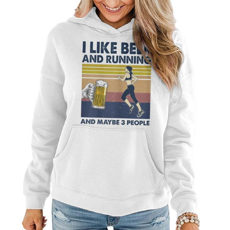 I Like Beer And Running And Maybe 3 People Retro Vintage Gift For Womens Women Hoodie