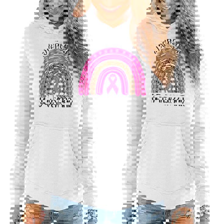 On Wednesday We Wear Pink Rainbow Breast Cancer Fighter Women Hoodie Graphic Print Hooded Sweatshirt