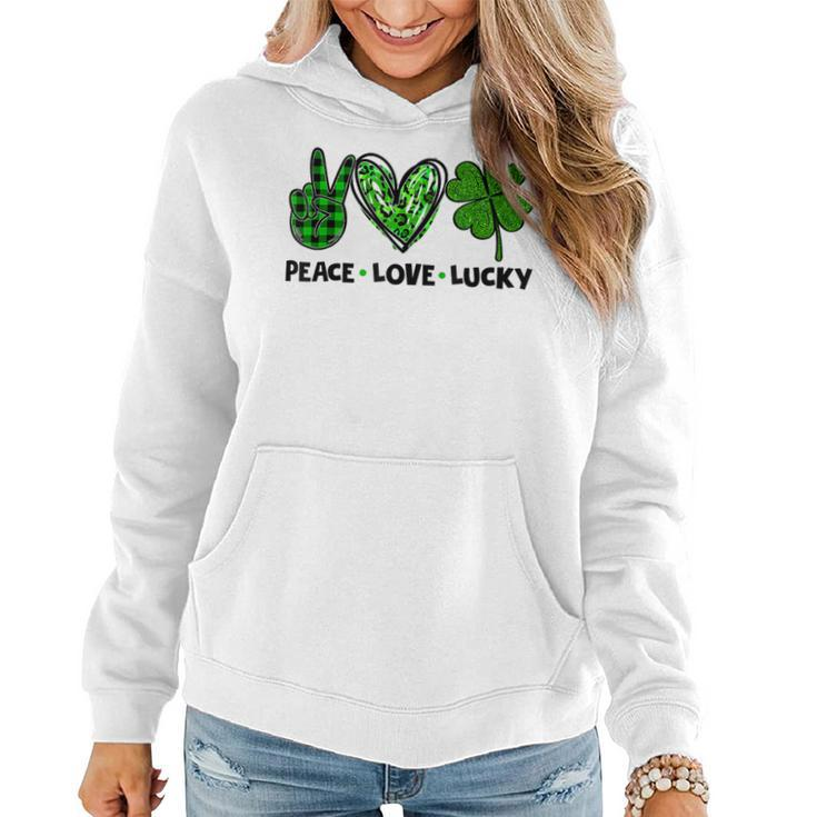 Peace Love Luck Lucky Clover Shamrock St Patricks Day  Women Hoodie