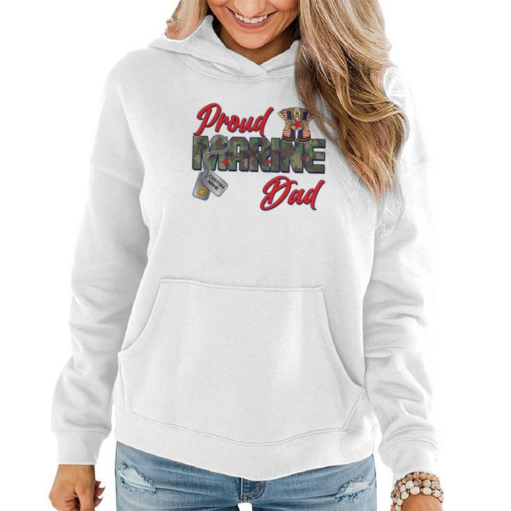 Proud Marine Dad Personalize Dog Tags Women Hoodie