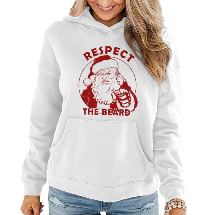 Respect The Beard Santa Claus Funny Christmas Women Hoodie