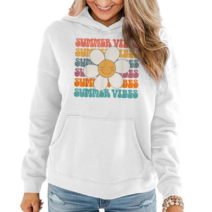 Retro Groovy Summer Vibes Party Daisy Flower Vacation  Women Hoodie