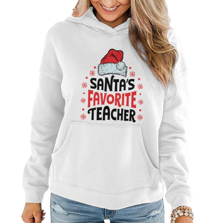 Santas Favorite Teacher Christmas Women Men Santa Hat Women Hoodie