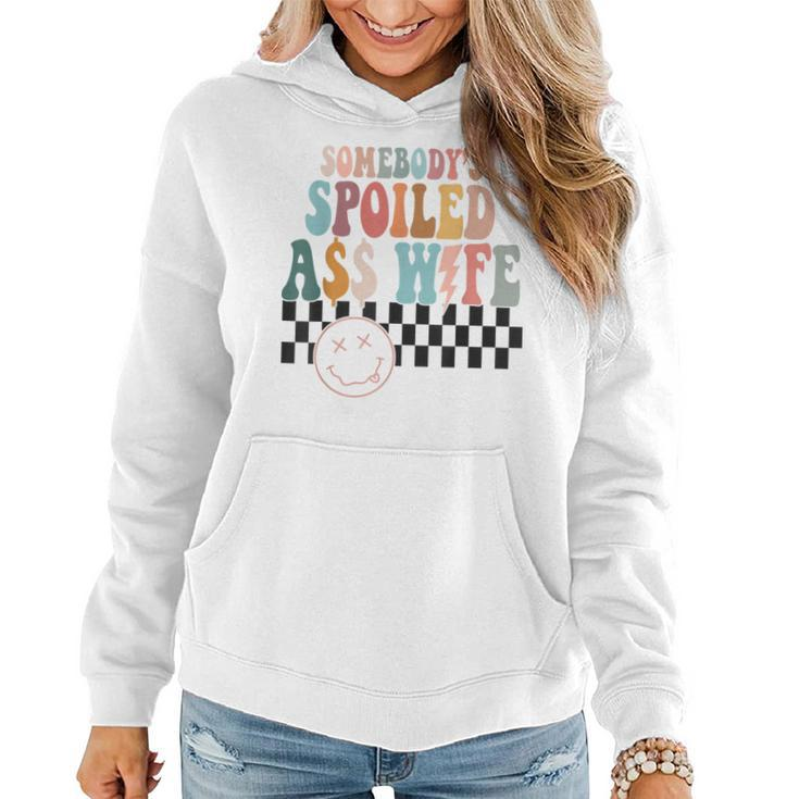 Somebodys Spoiled Ass Wife Retro Checkered Mothers Day  Women Hoodie