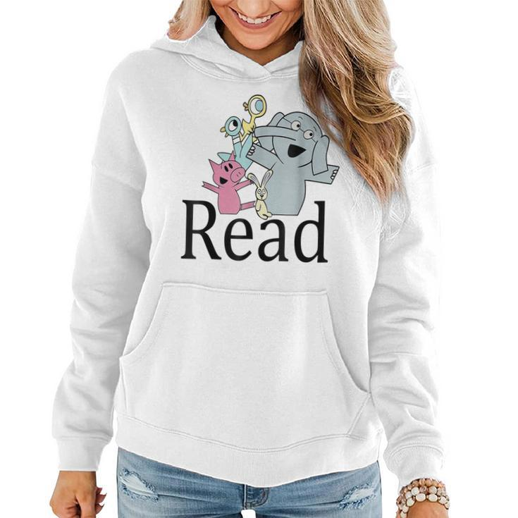 Teacher Library Read Book Club Piggie Elephant Pigeons Funny  V2 Women Hoodie Graphic Print Hooded Sweatshirt