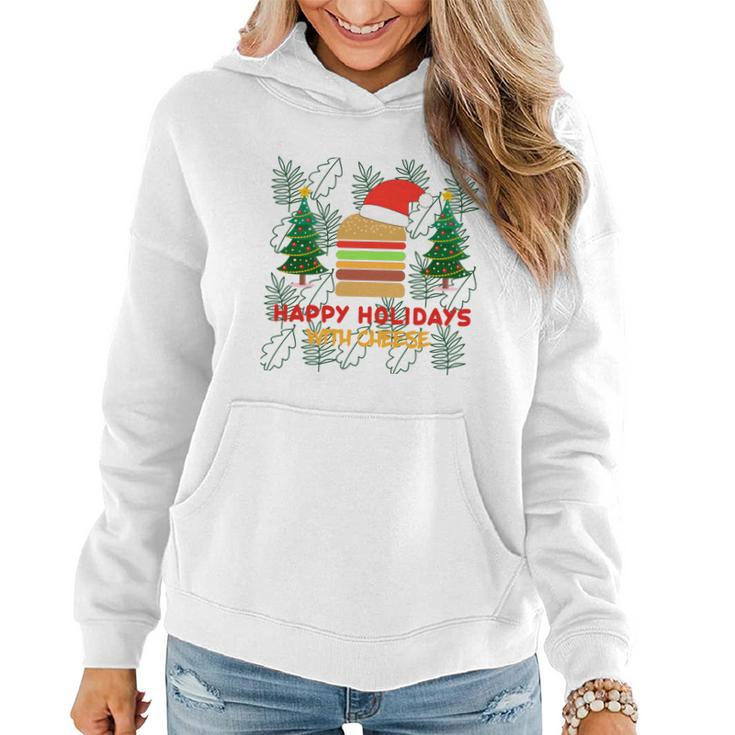 Ugly Christmas Sweater Burger Happy Holidays With Cheese V17 Women Hoodie