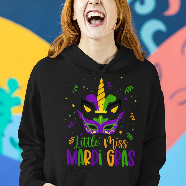 Little Miss Mardi Gras  Unicorn Face Kids Toddler  Women Hoodie