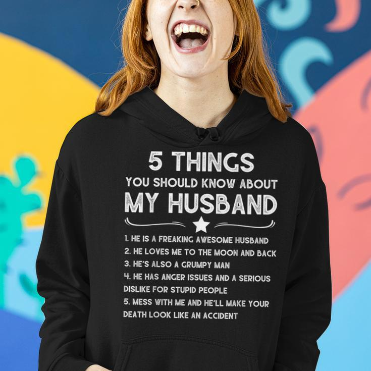 5 Things You Should Know About My Husband Funny Wife Quote Women Hoodie Gifts for Her