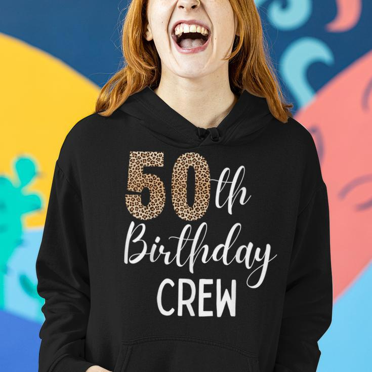 50Th Birthday Squad Party Crew With Leopard Print Women Hoodie Gifts for Her