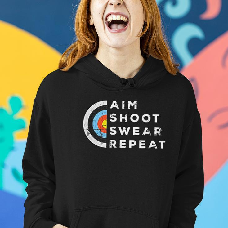 Aim Shoot Swear Repeat Archery Costume Archer Gift Archery Women Hoodie Graphic Print Hooded Sweatshirt Gifts for Her