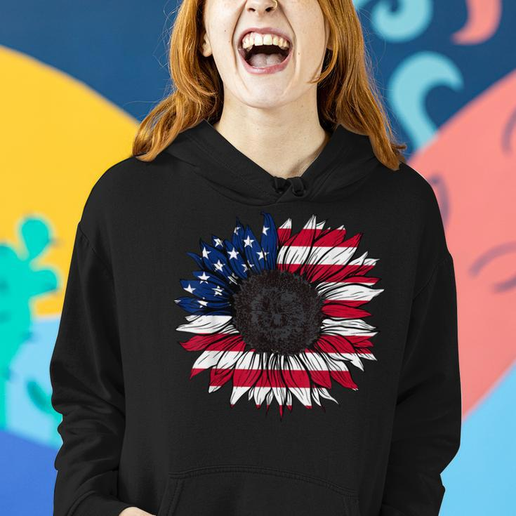 American Flag Sunflower 4Th Of July Independence Usa Day Women Hoodie Gifts for Her