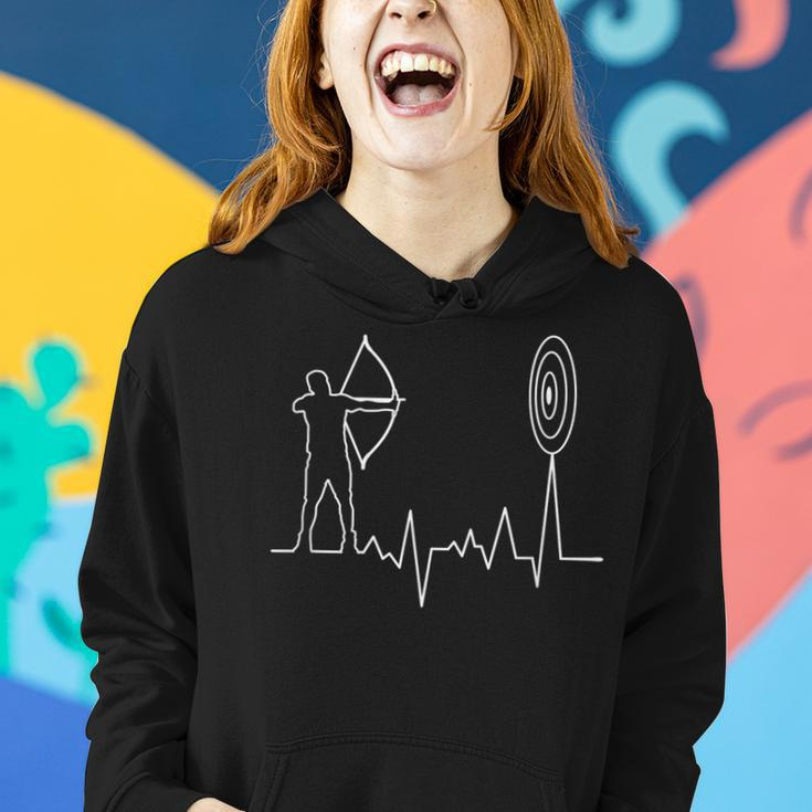 Archery Bow Hunting I Heartbeat Arrow Target Hunter Archer Women Hoodie Graphic Print Hooded Sweatshirt Gifts for Her