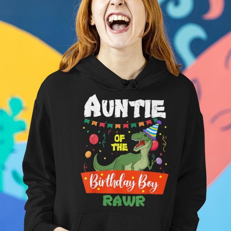 Auntie Of The Birthday Boy Dinosaur Raptor Auntie Women Hoodie Gifts for Her