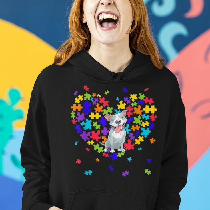 Autism Awareness Pitbull Cute Heart Dog Dad Mom Gift Women Hoodie Gifts for Her
