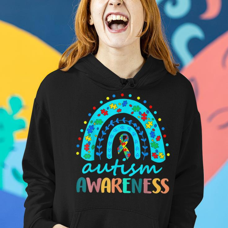 Autism Awareness Rainbow Puzzle Autism Awareness Month Women Hoodie Gifts for Her