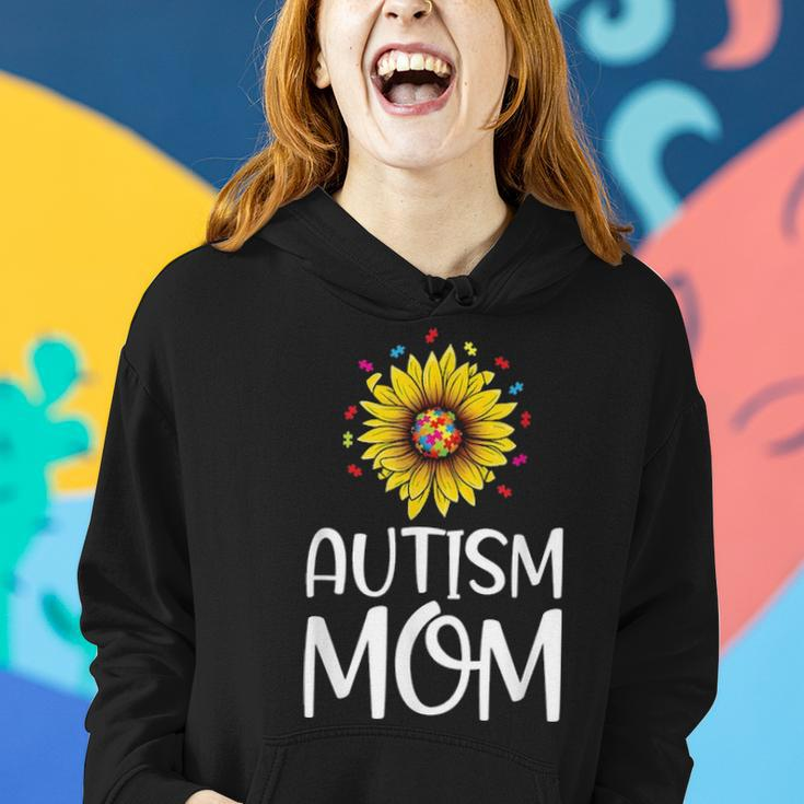 Autism Mom Gift Puzzle Piece Sunflower Autism Awareness Women Hoodie Gifts for Her