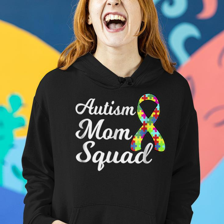 Autism Mom Squad Autism AwarenessPuzzle Ribbon Women Hoodie Gifts for Her