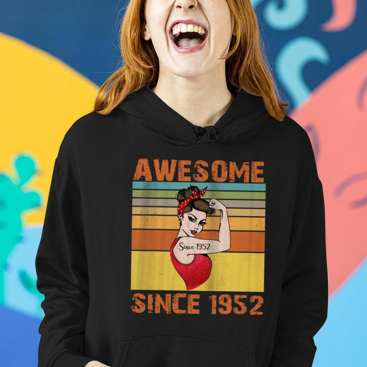 Awesome Since 1952 70Th Birthday Messy Bun Women Hoodie Gifts for Her