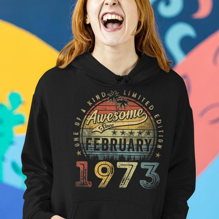 Awesome Since February 1973 50 Years Old 50Th Birthday Gifts Women Hoodie Gifts for Her