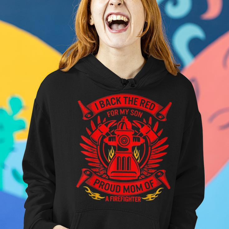 Back The Red For My Son Proud Mom Of Firefighter Mothers Day 3069 Women Hoodie Gifts for Her